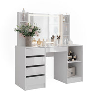 Vicco Tavolo da toeletta Bianco/bianco lucido 128.2 cm con specchio LED