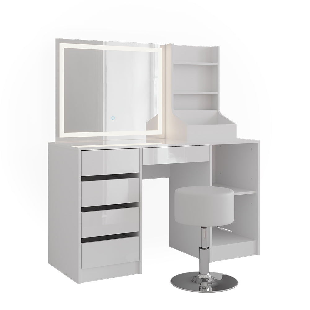 Vicco Tavolo da toeletta Bianco/bianco lucido 128.2 cm 4 parti