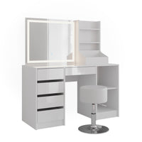 Vicco Tavolo da toeletta Bianco/bianco lucido 128.2 cm 4 parti