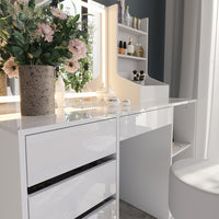 Vicco Tavolo da toeletta Bianco/bianco lucido 128.2 cm 4 parti