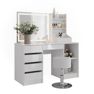 Vicco Tavolo da toeletta Bianco/bianco lucido 128.2 cm 4 parti