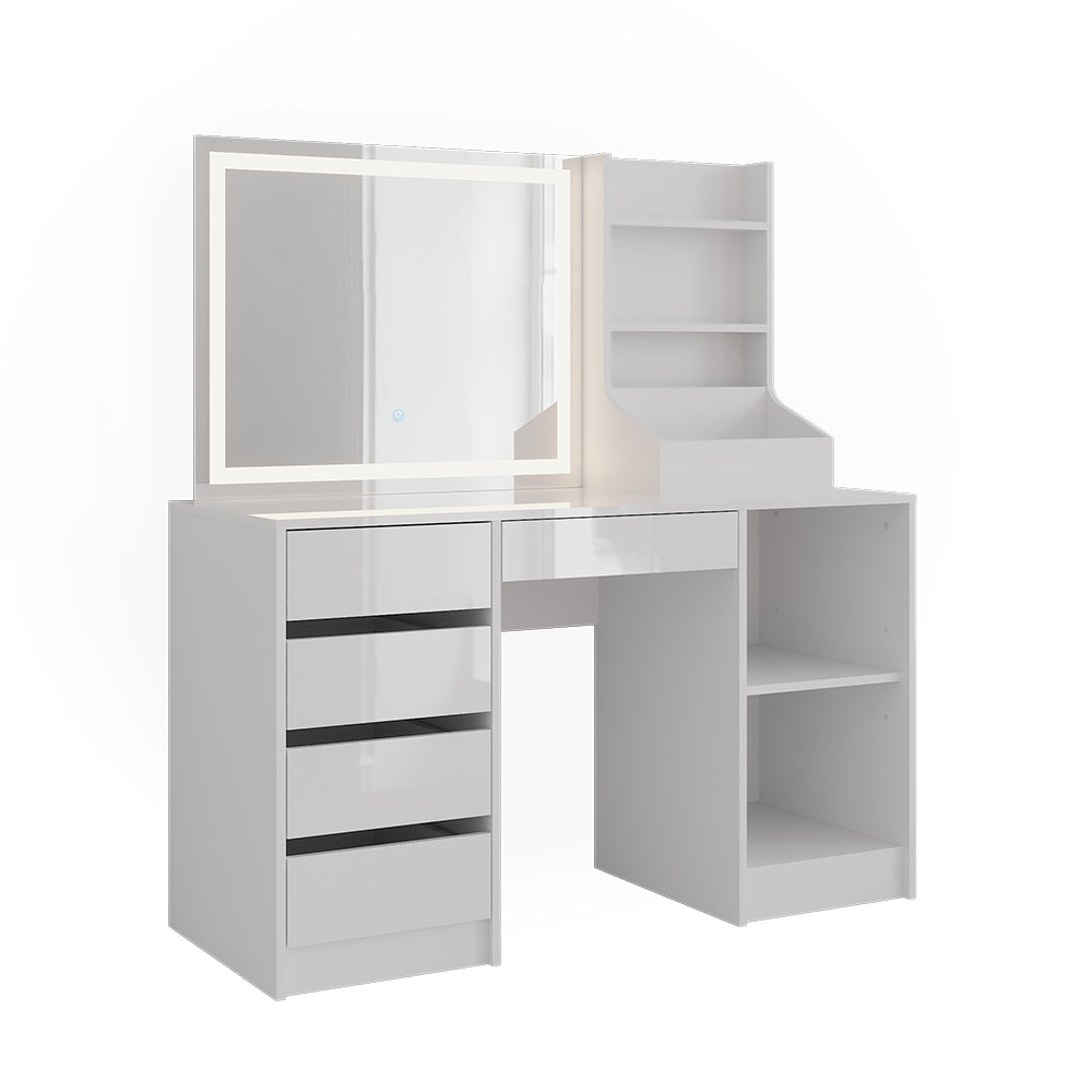 Vicco Tavolo da toeletta Bianco/bianco lucido 128.2 cm 3 parti