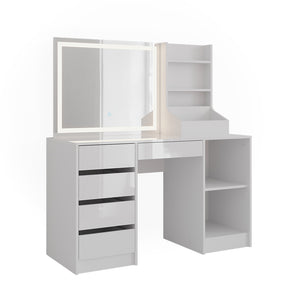 Vicco Tavolo da toeletta Bianco/bianco lucido 128.2 cm 3 parti