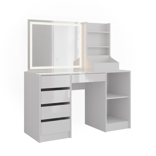 Vicco Tavolo da toeletta Bianco/bianco lucido 128.2 cm 3 parti