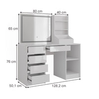 Vicco Tavolo da toeletta Bianco/bianco lucido 128.2 cm 3 parti