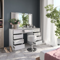 Vicco Tavolo da toeletta Bianco/bianco lucido 128.2 cm con specchio LED e sgabello