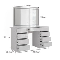 Vicco Tavolo da toeletta Bianco/bianco lucido 128.2 cm con specchio LED