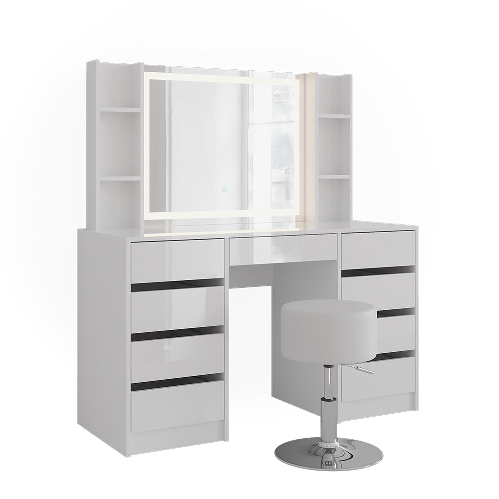 Vicco Tavolo da toeletta Bianco/bianco lucido 128.2 cm 5 parti