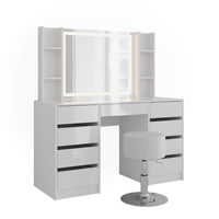 Vicco Tavolo da toeletta Bianco/bianco lucido 128.2 cm 5 parti