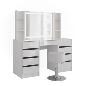 Vicco Tavolo da toeletta Bianco/bianco lucido 128.2 cm 5 parti