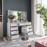 Vicco Tavolo da toeletta Bianco/bianco lucido 128.2 cm 5 parti