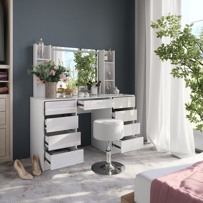 Vicco Tavolo da toeletta Bianco/bianco lucido 128.2 cm 5 parti