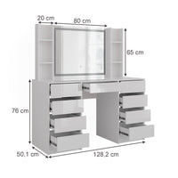 Vicco Tavolo da toeletta Bianco/bianco lucido 128.2 cm 4 parti