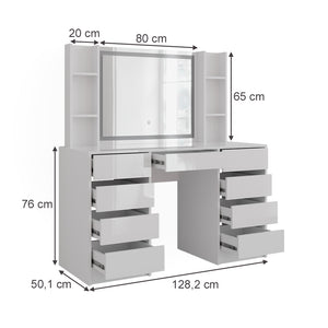 Vicco Tavolo da toeletta Bianco/bianco lucido 128.2 cm 4 parti