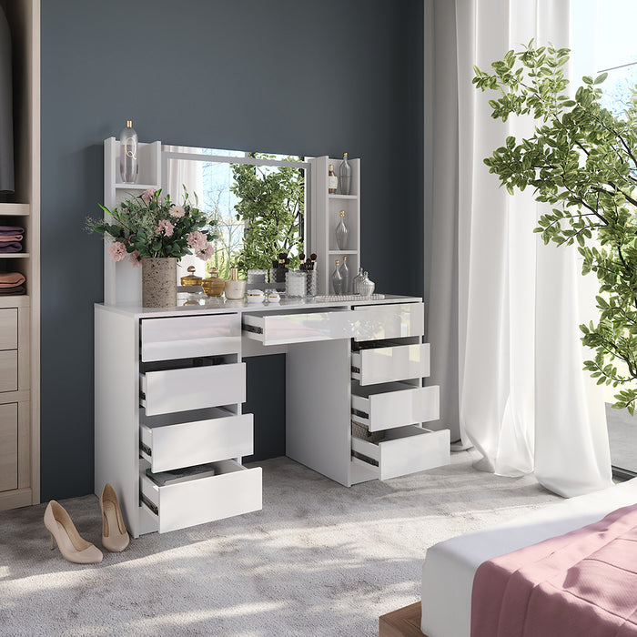 Vicco Tavolo da toeletta Bianco/bianco lucido 128.2 cm 4 parti