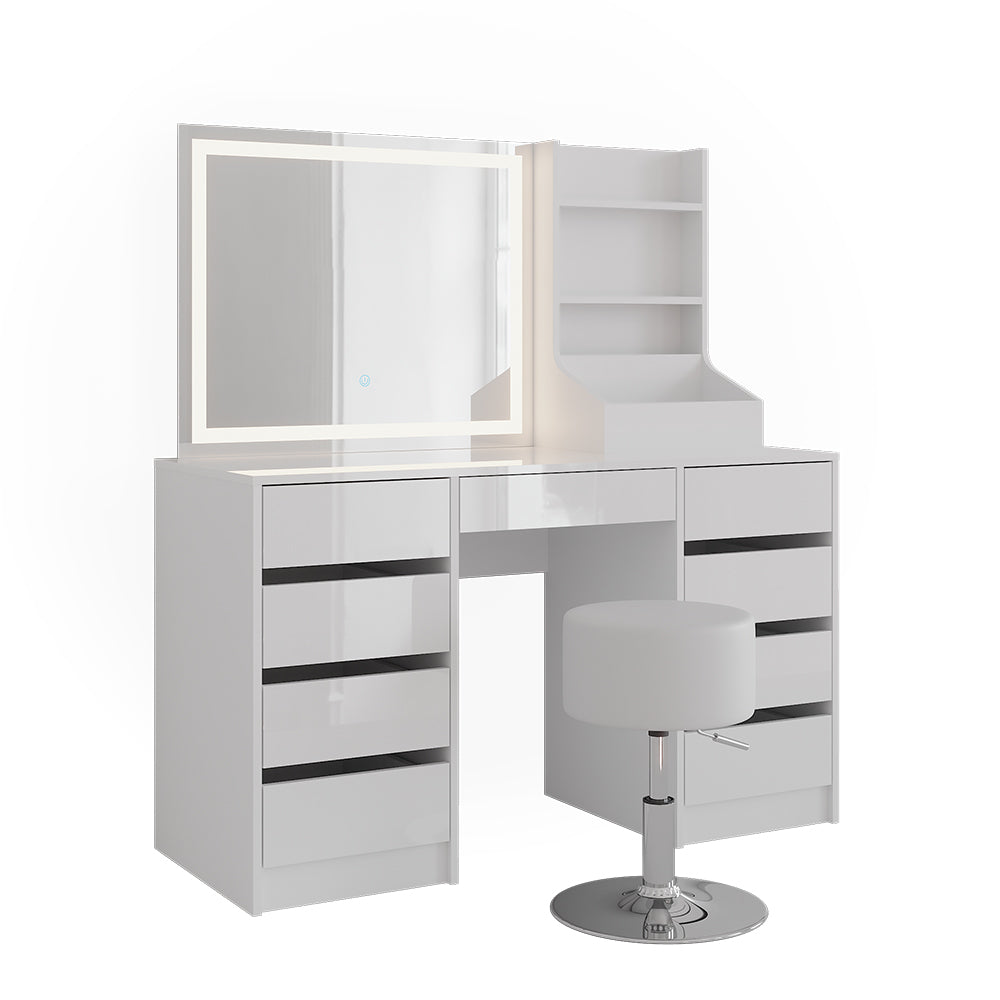 Vicco Tavolo da toeletta Bianco/bianco lucido 128.2 cm 4 parti