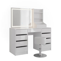 Vicco Tavolo da toeletta Bianco/bianco lucido 128.2 cm 4 parti