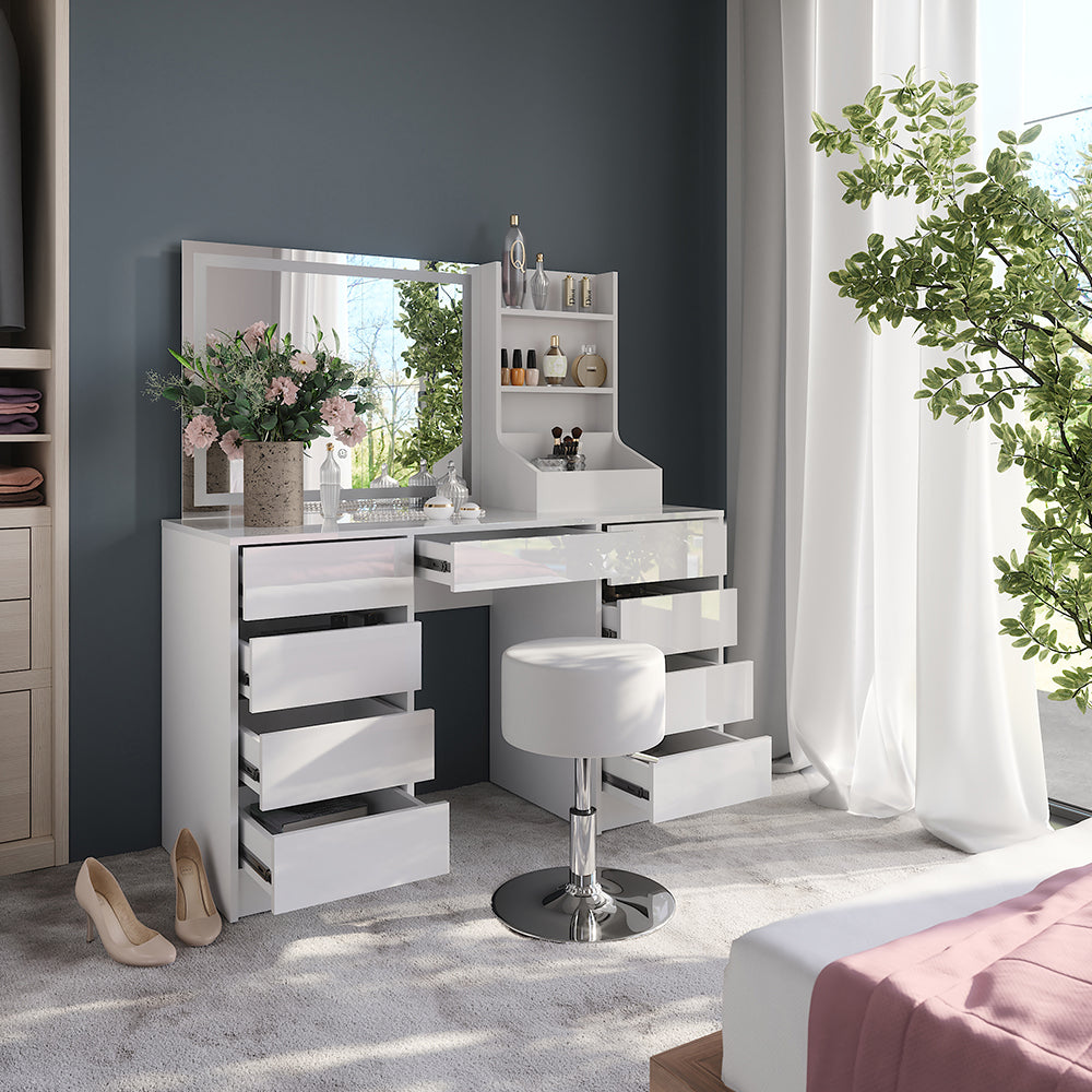 Vicco Tavolo da toeletta Bianco/bianco lucido 128.2 cm 4 parti