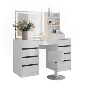 Vicco Tavolo da toeletta Bianco/bianco lucido 128.2 cm 4 parti