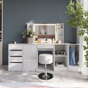 Vicco Tavolo da toeletta Bianco/bianco lucido 128.2 cm 4 parti