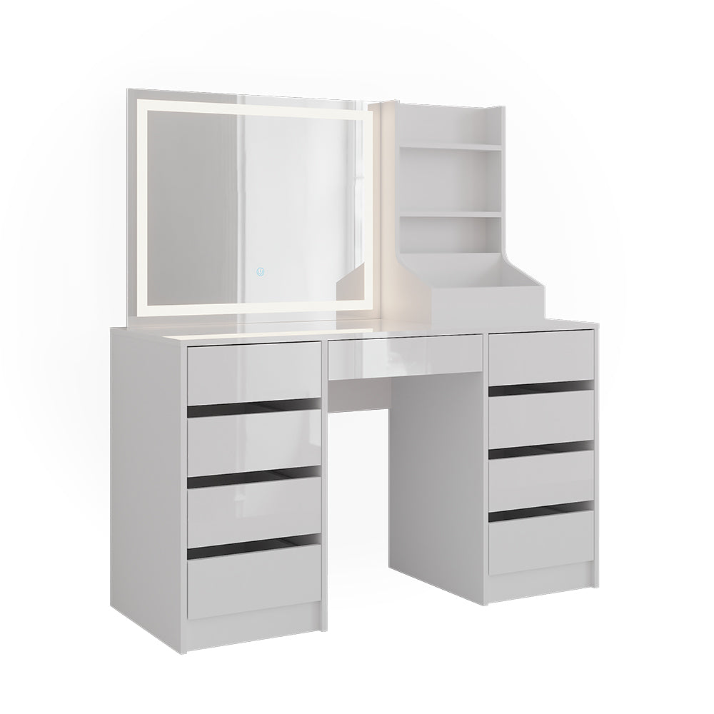 Vicco Tavolo da toeletta Bianco/bianco lucido 128.2 cm 3 parti