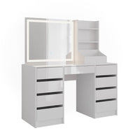 Vicco Tavolo da toeletta Bianco/bianco lucido 128.2 cm 3 parti