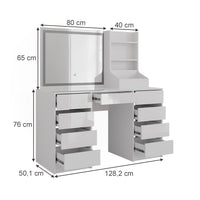 Vicco Tavolo da toeletta Bianco/bianco lucido 128.2 cm 3 parti