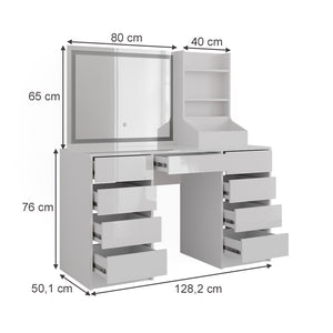 Vicco Tavolo da toeletta Bianco/bianco lucido 128.2 cm 3 parti