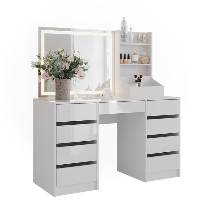 Vicco Tavolo da toeletta Bianco/bianco lucido 128.2 cm 3 parti