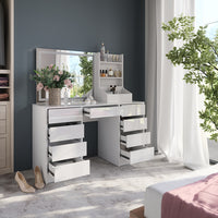 Vicco Tavolo da toeletta Bianco/bianco lucido 128.2 cm 3 parti