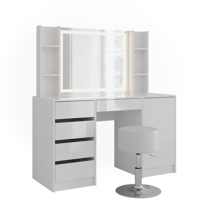 Vicco Tavolo da toeletta Bianco/bianco lucido 128.2 cm 5 parti