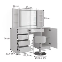 Vicco Tavolo da toeletta Bianco/bianco lucido 128.2 cm 5 parti