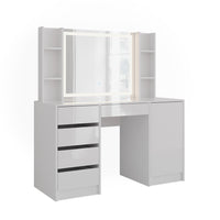 Vicco Tavolo da toeletta Bianco/bianco lucido 128.2 cm 7 parti