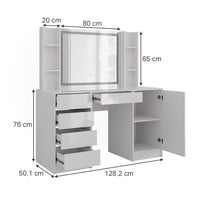 Vicco Tavolo da toeletta Bianco/bianco lucido 128.2 cm 7 parti