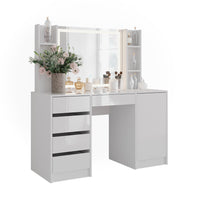 Vicco Tavolo da toeletta Bianco/bianco lucido 128.2 cm 7 parti