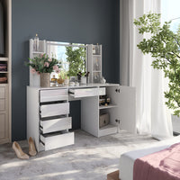 Vicco Tavolo da toeletta Bianco/bianco lucido 128.2 cm 7 parti