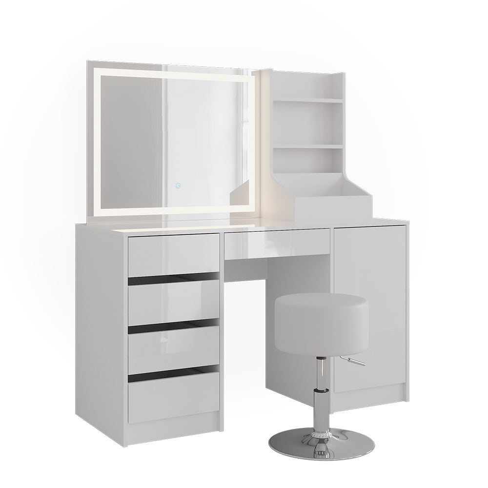 Vicco Tavolo da toeletta Bianco/bianco lucido 128.2 cm 4 parti