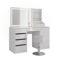 Vicco Tavolo da toeletta Bianco/bianco lucido 128.2 cm 4 parti