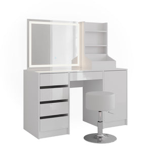 Vicco Tavolo da toeletta Bianco/bianco lucido 128.2 cm 4 parti