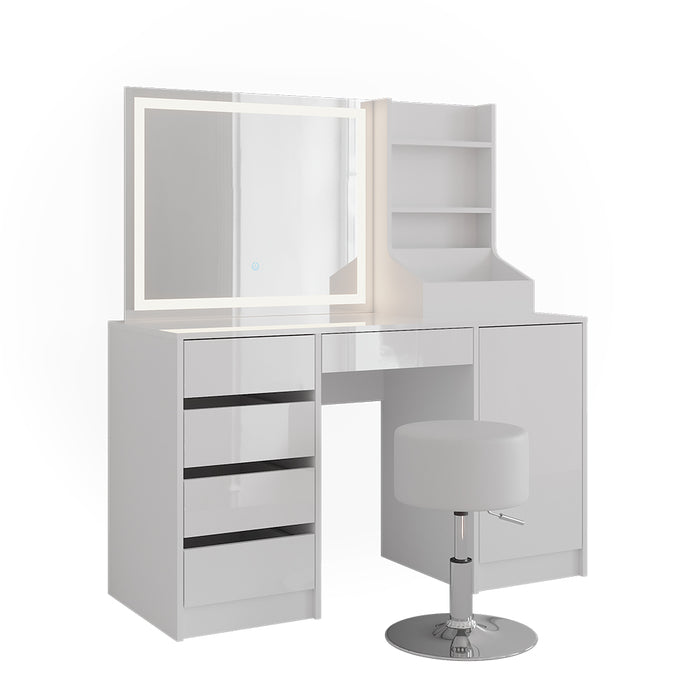 Vicco Tavolo da toeletta Bianco/bianco lucido 128.2 cm 4 parti