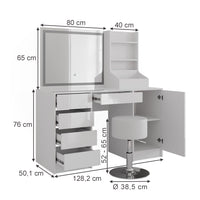 Vicco Tavolo da toeletta Bianco/bianco lucido 128.2 cm 4 parti