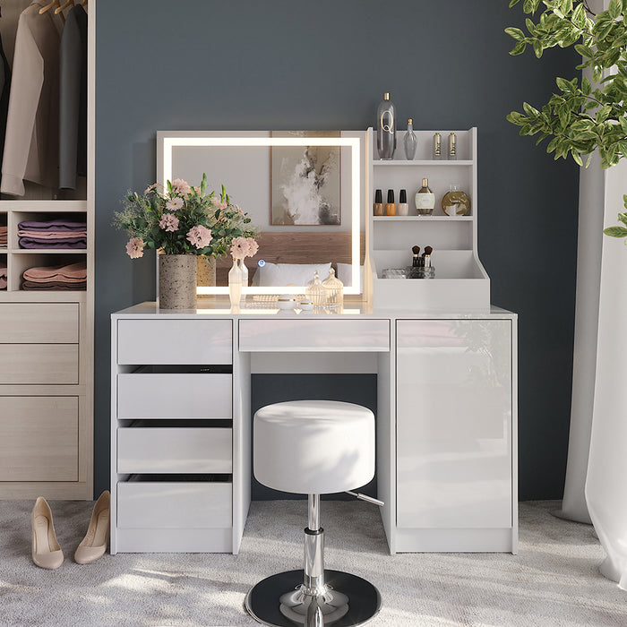 Vicco Tavolo da toeletta Bianco/bianco lucido 128.2 cm 4 parti