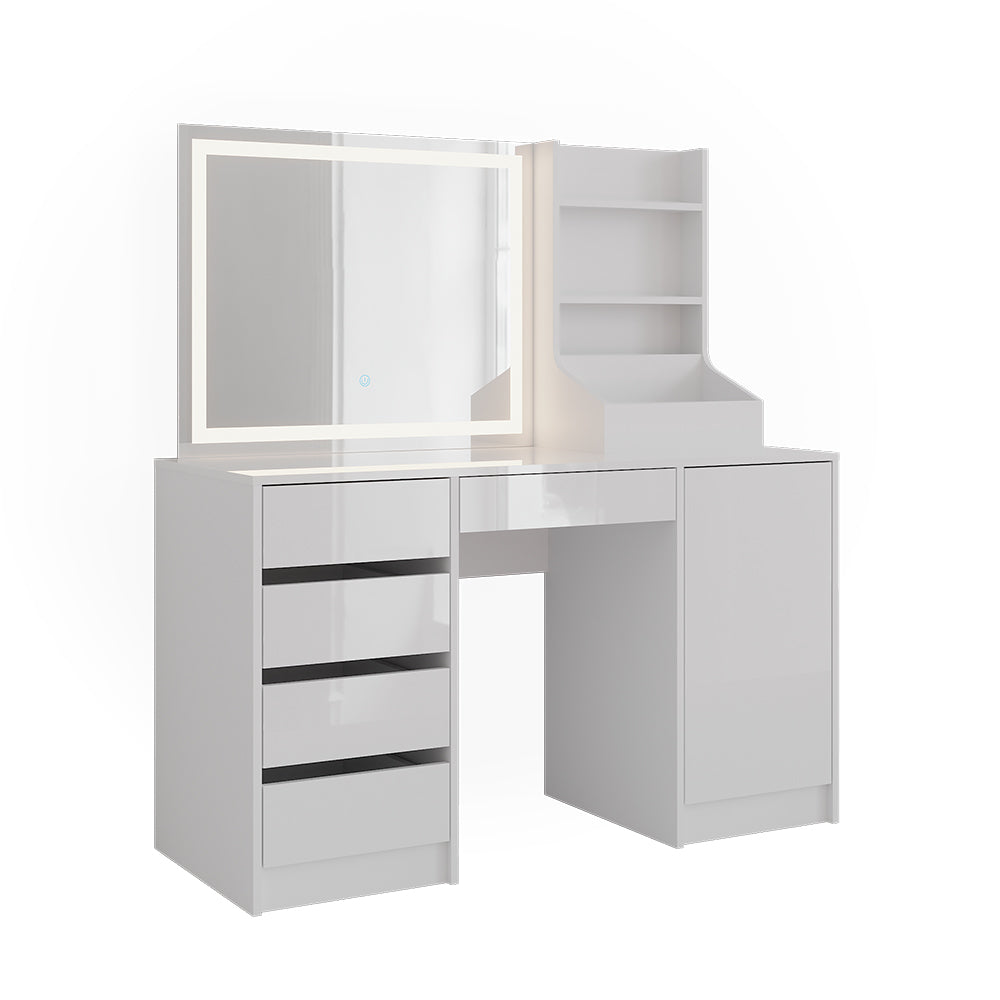Vicco Tavolo da toeletta Bianco/bianco lucido 128.2 cm 4 parti