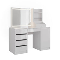 Vicco Tavolo da toeletta Bianco/bianco lucido 128.2 cm 4 parti