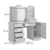 Vicco Tavolo da toeletta Bianco/bianco lucido 128.2 cm 4 parti