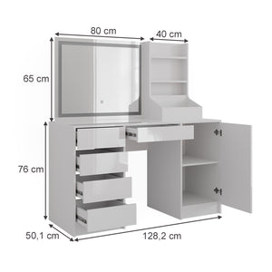 Vicco Tavolo da toeletta Bianco/bianco lucido 128.2 cm 4 parti