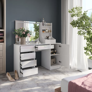 Vicco Tavolo da toeletta Bianco/bianco lucido 128.2 cm 4 parti