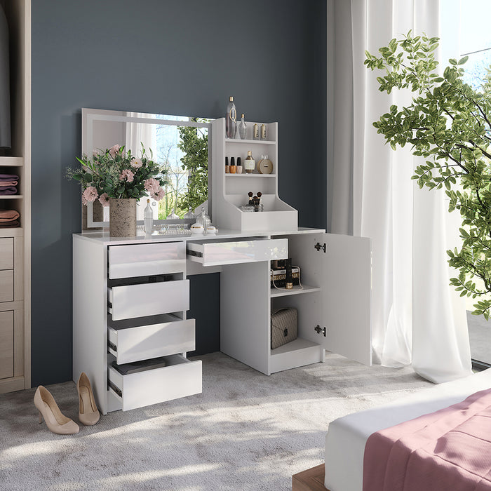 Vicco Tavolo da toeletta Bianco/bianco lucido 128.2 cm 4 parti