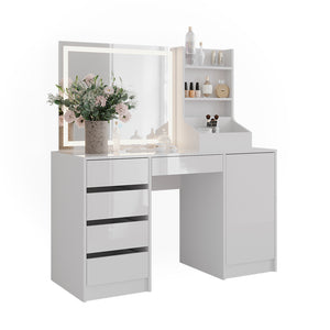 Vicco Tavolo da toeletta Bianco/bianco lucido 128.2 cm 4 parti