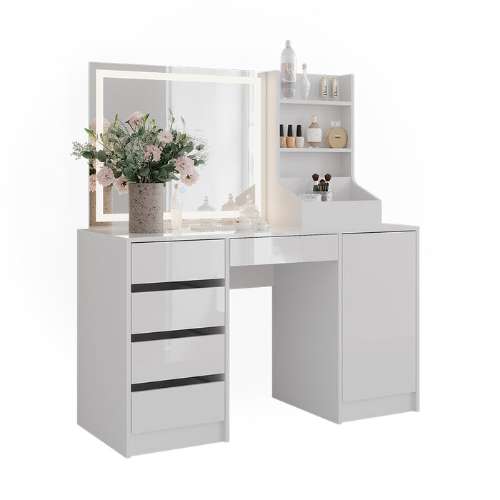 Vicco Tavolo da toeletta Bianco/bianco lucido 128.2 cm 4 parti